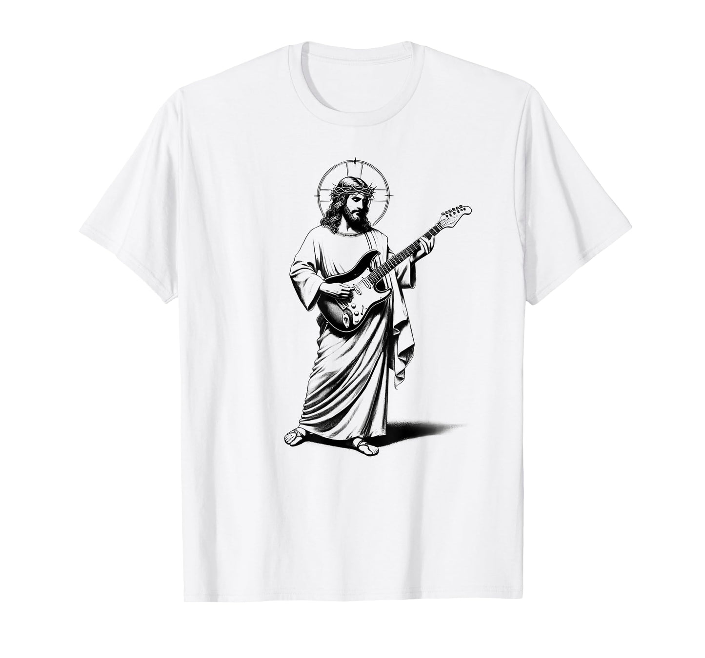 Funny Jesus Playing Electric Guitar Guitarist Christian Rock T-Shirt