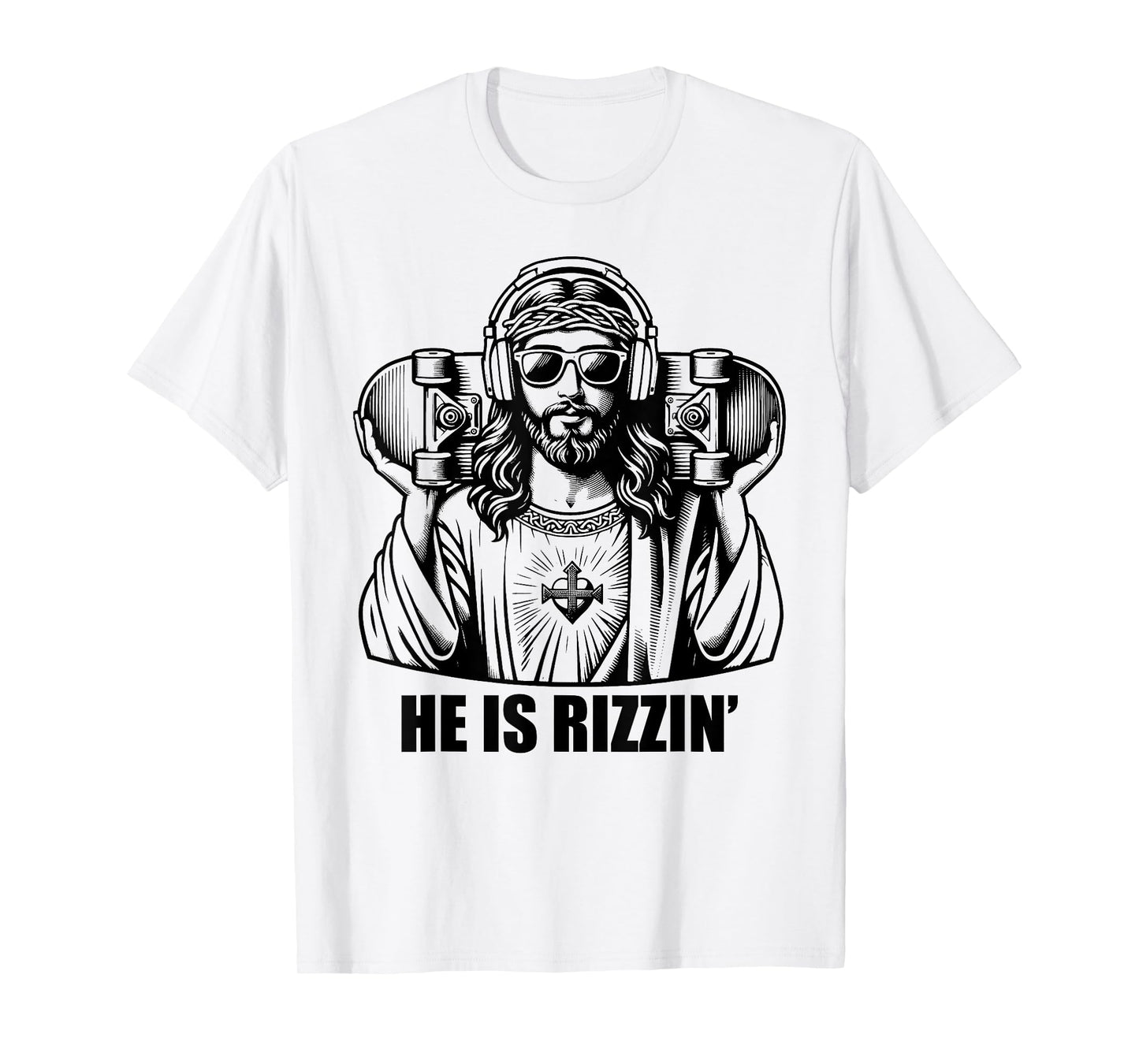 He Is Rizzin Jesus Skateboard Easter Religious Risin Church T-Shirt