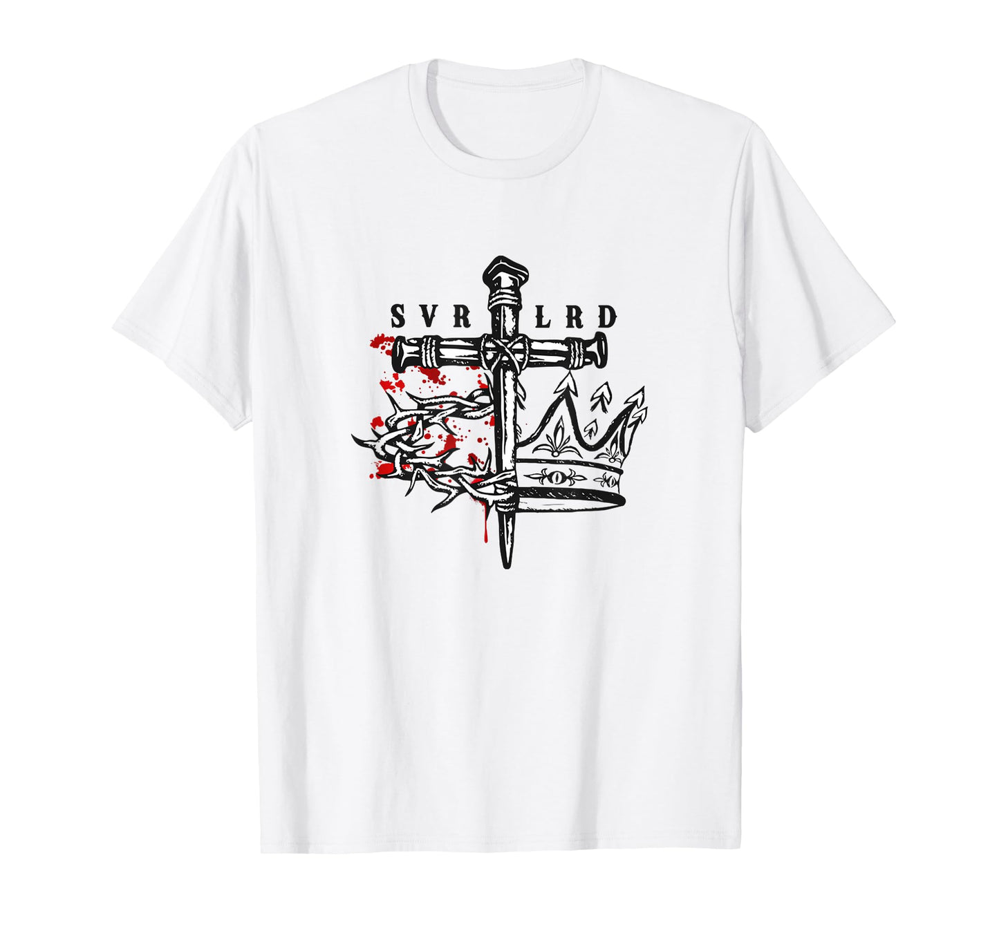 Jesus is Lord Savior Crown and Thorns Christian Cross T-Shirt