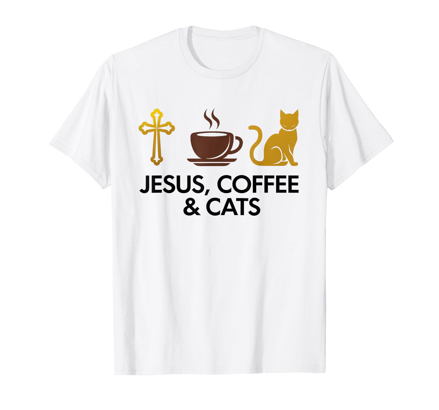 Jesus Coffee Cats Funny Cute Design Jesus Lovers Christian T-Shirt