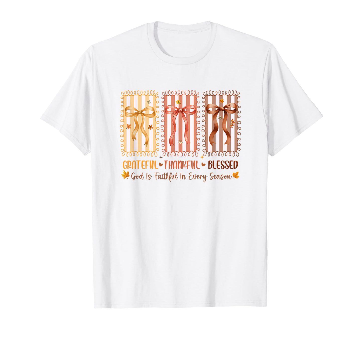 Grateful Thankful Blessed Coquette Fall Season Christian T-Shirt