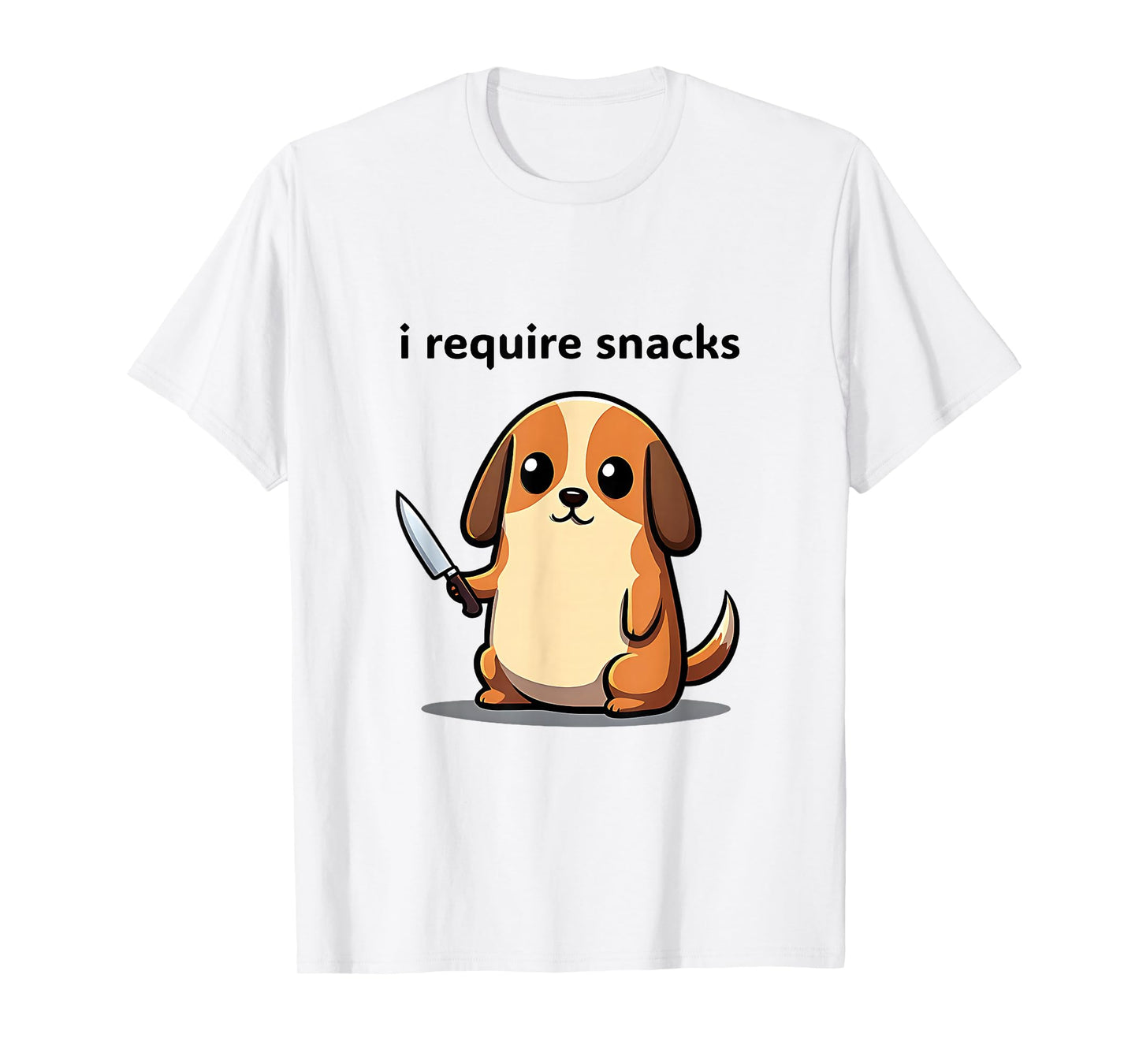 Funny Dog Meme I Require Snacks Cute Animal Design Men Women T-Shirt