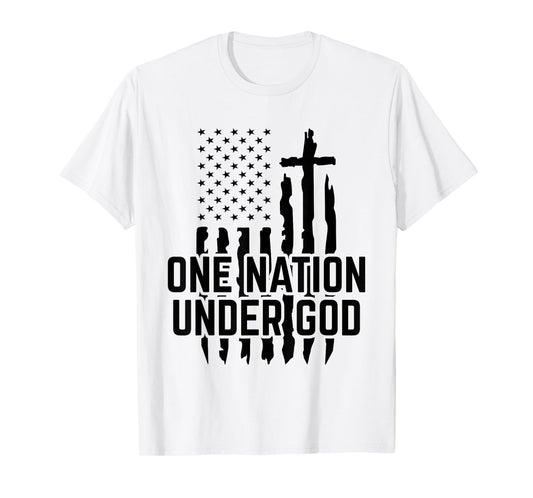 One Nation Under God Jesus Blessed American Flag T-Shirt