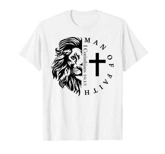 Jesus Man of Faith Christian Cross God Faith Bible Pray T-Shirt
