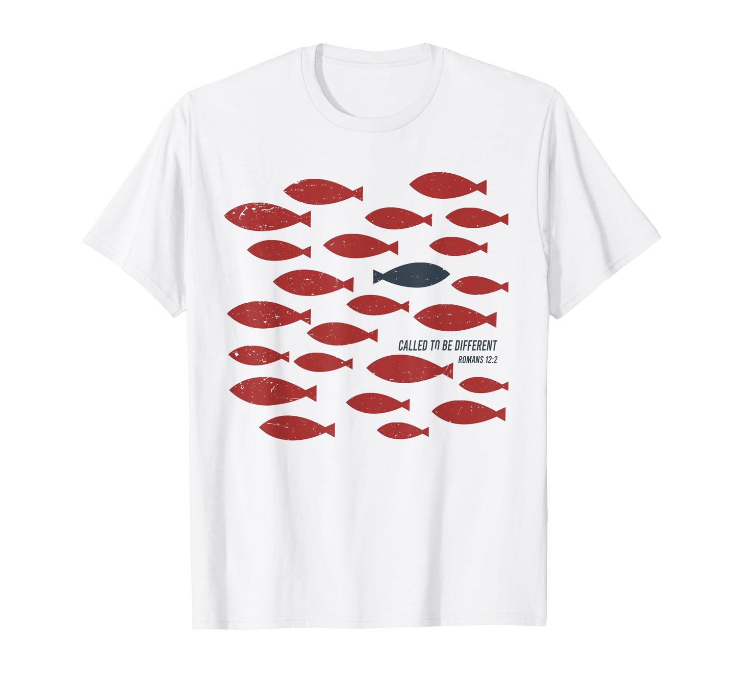 Called To Be Different Funny Fish Red Blue Romans 12 2 T-Shirt