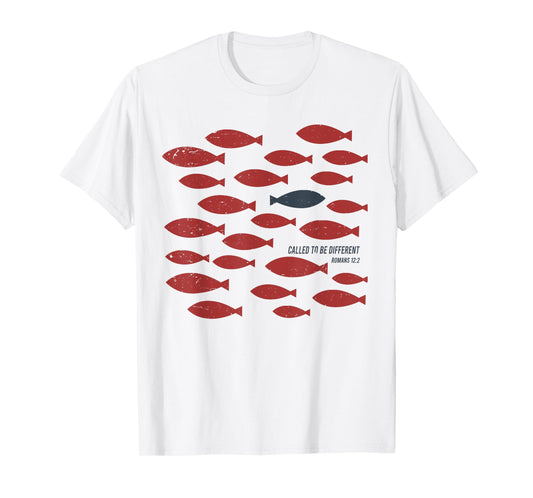 Called To Be Different Funny Fish Red Blue Romans 12 2 T-Shirt