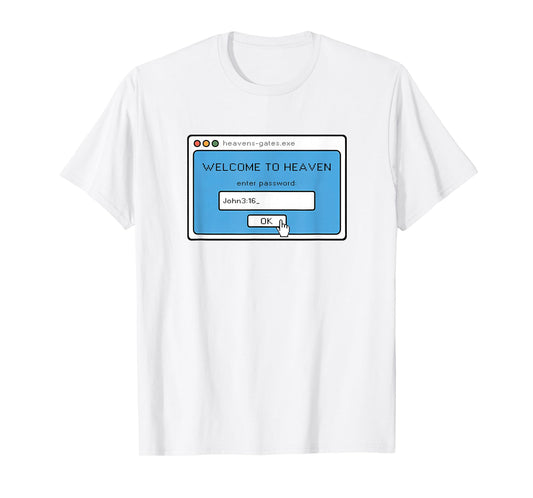 Retro Christian IT Computer Heaven Password John 3, 16 T-Shirt