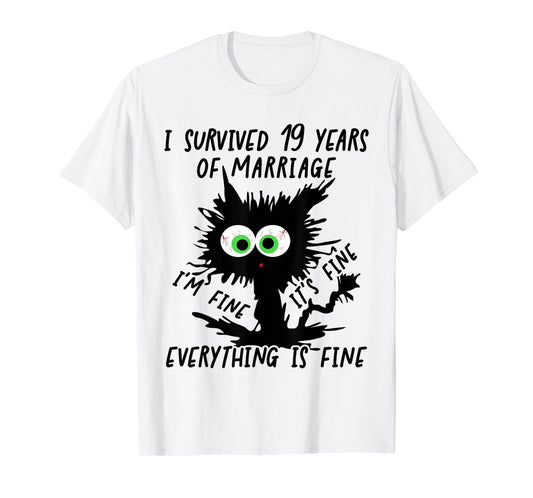 Bronze Wedding I Survived 19 Years Of Marriage T-Shirt