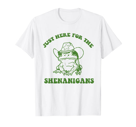 Just Here for the Shenanigans Funny Frog St Patrick Day T-Shirt