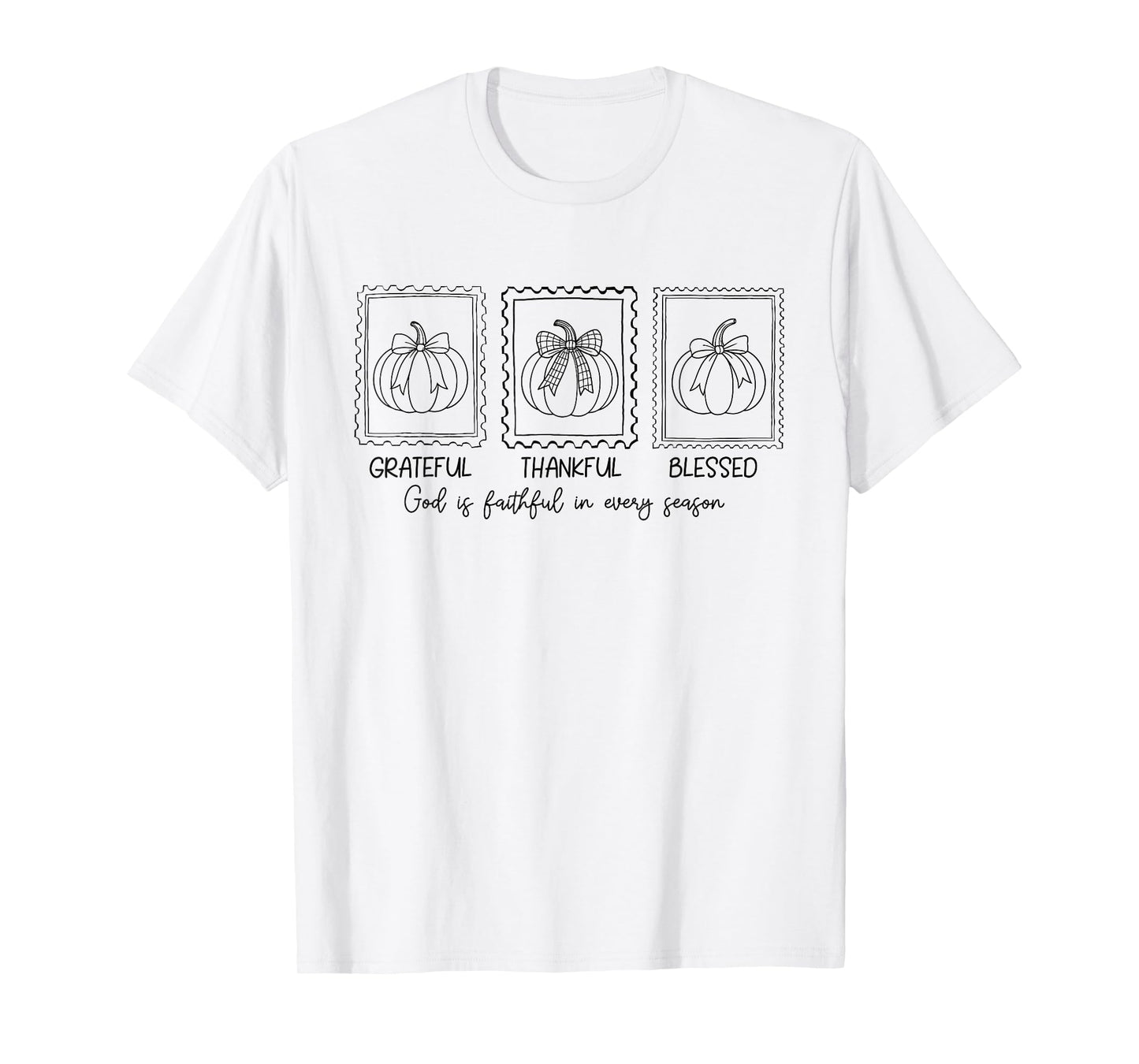 Christian Pumpkin Shirt Grateful Thankful Blessed Fall Faith T-Shirt