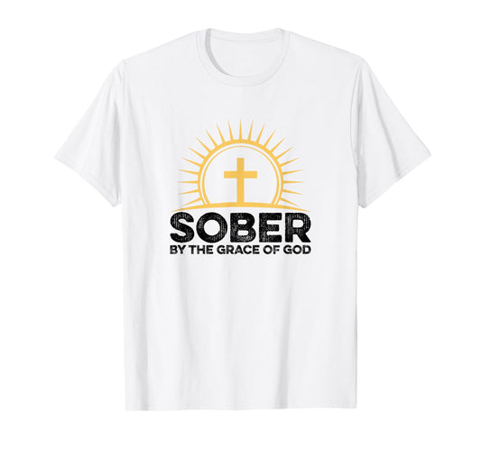 Sober By The Grace O God Alcoholics AA Anonymous Recovery T-Shirt