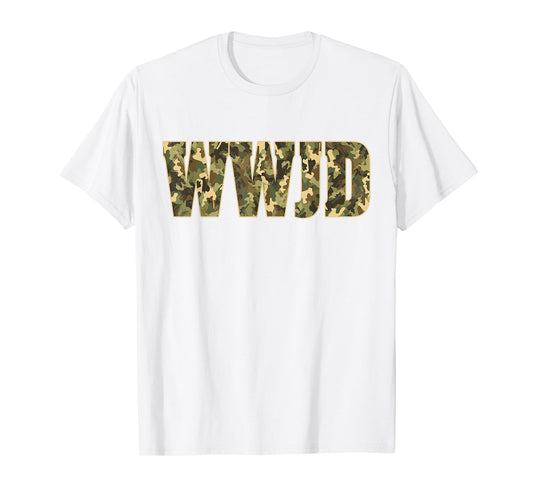 WWJD What Would Jesus Do Camo Christian Bible Faith T-Shirt