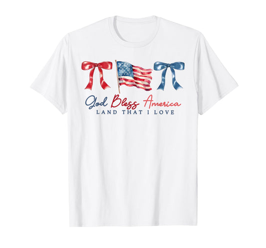 God Bless America Christian Coquette Bow 4th Of July Women T-Shirt
