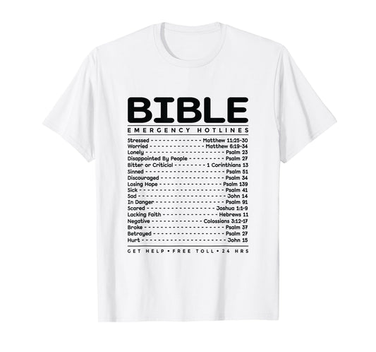 Bible Emergency Hotline Numbers Bible Verse Scripture Gift T-Shirt