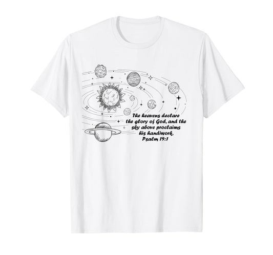 Christian Psalm 19:1 Conversations Cycle 2 Space Planets T-Shirt
