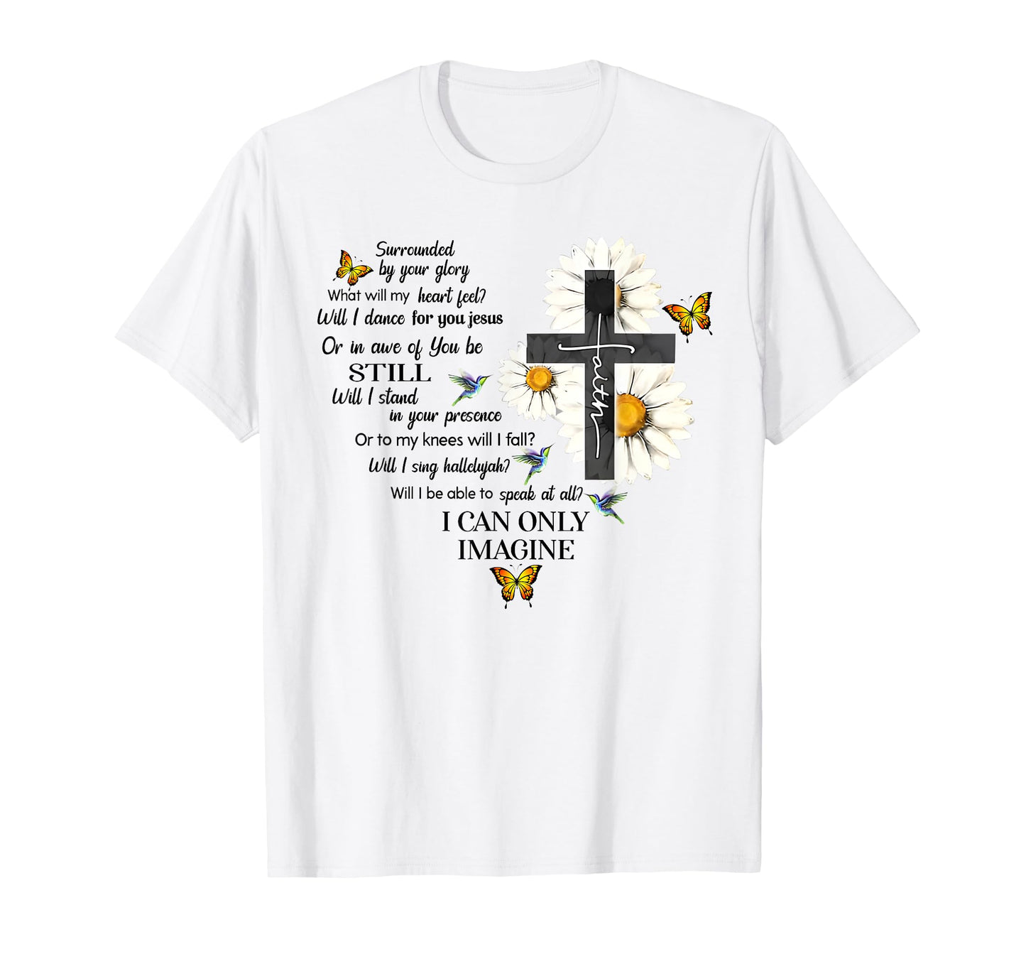 Butterfly Jesus Cross I Can Imagine Christian Religious T-Shirt