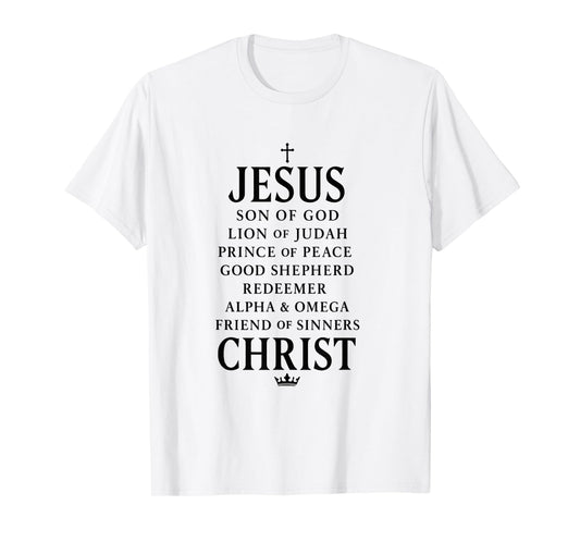 Names Jesus Christ - Son of God | Lion Judah & Prince Peace T-Shirt
