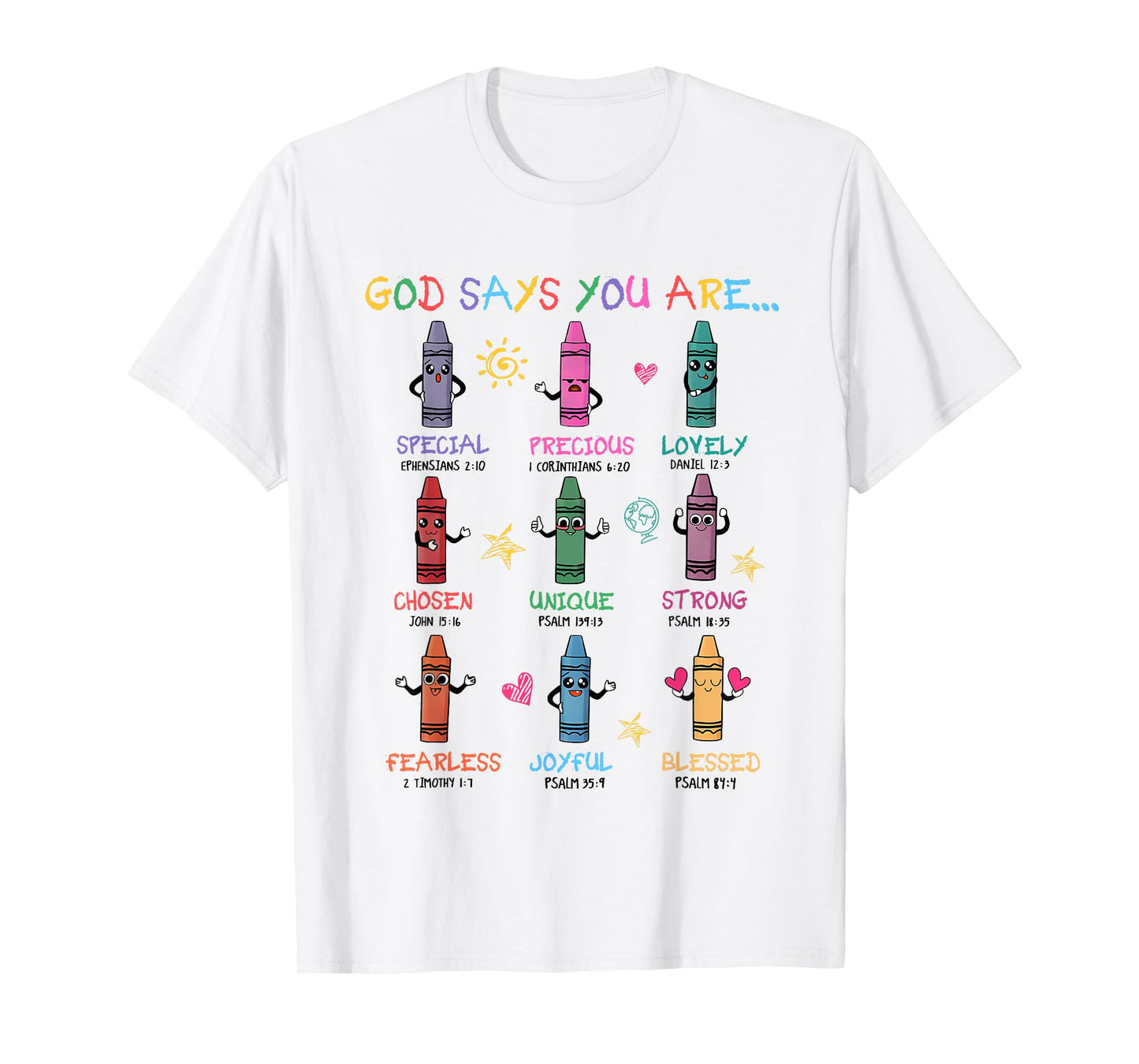 Retro God Says You Are Colorful Crayon Christian Bible Verse T-Shirt