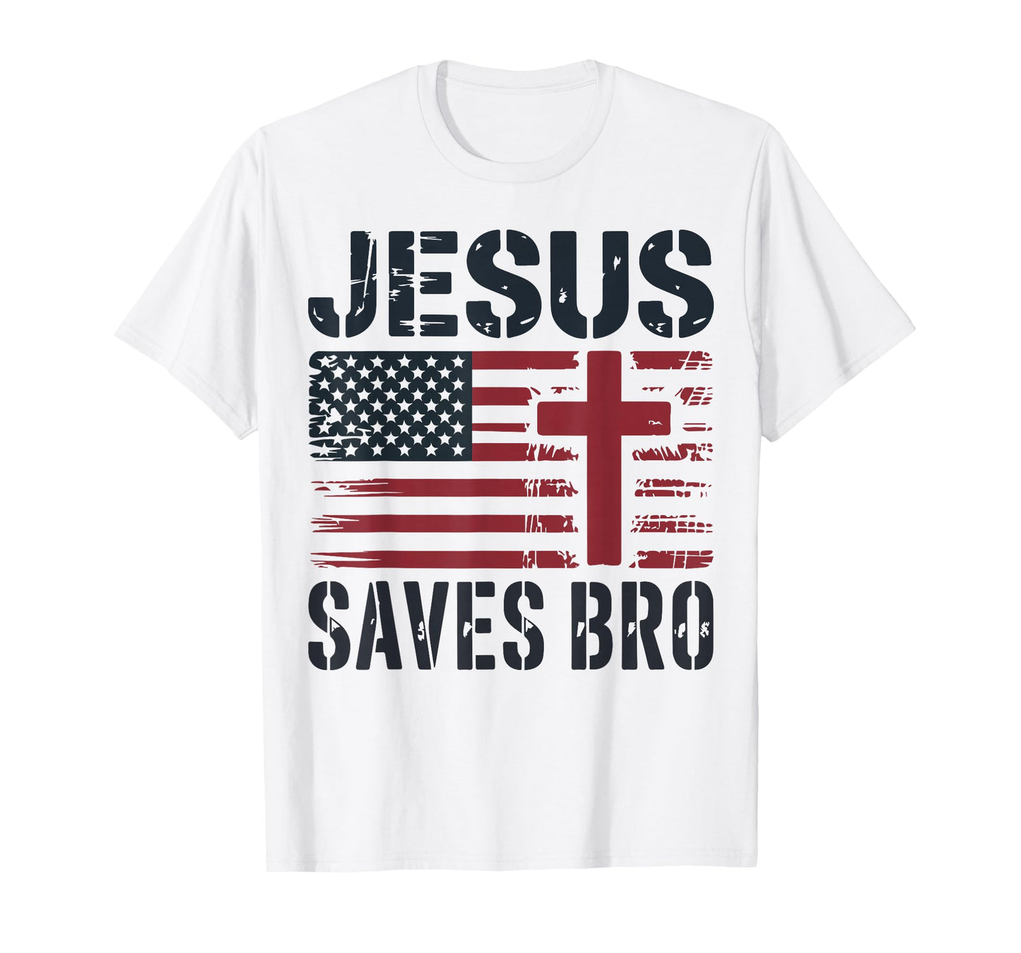 Jesus Save Bro American Flag Christian Patriotic Cross Faith T-Shirt