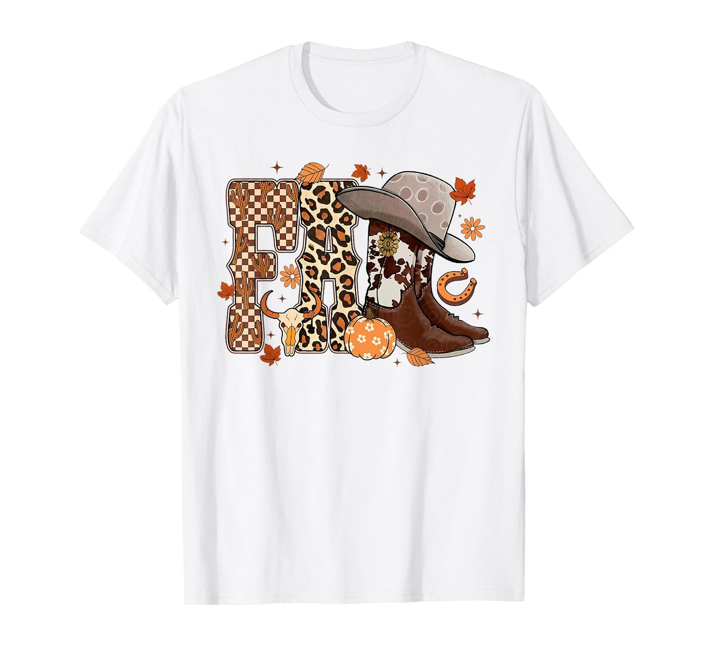 Howdy Western Boots Cowgirl Cowboy Checkered Fall Pumpkin T-Shirt
