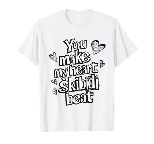 Skibidi Valentines Day Heart Funny Boy Teen Tween Girl Guy T-Shirt