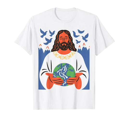 Faith Peace Creation Spiritual Earth Dove Design T-Shirt