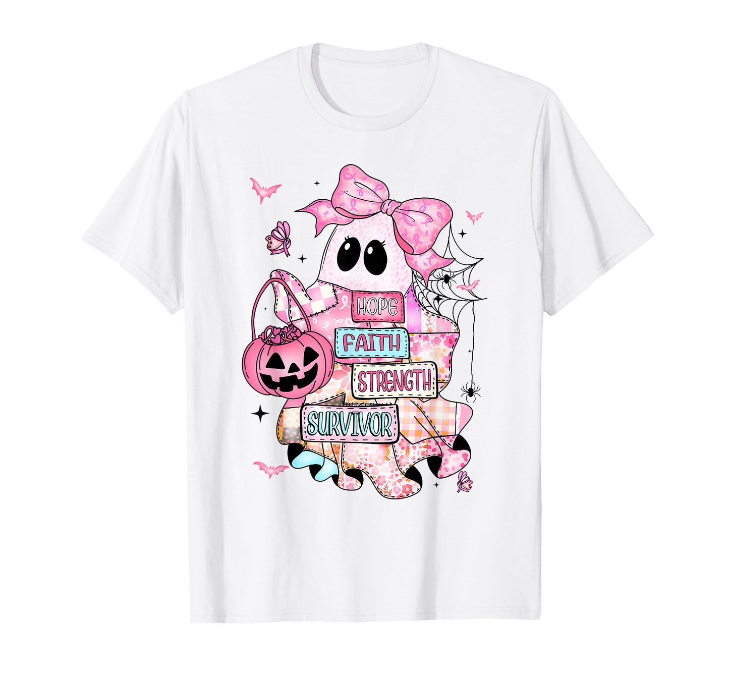 Breast Cancer Awareness Ghost Hope Faith Strength Survivor T-Shirt