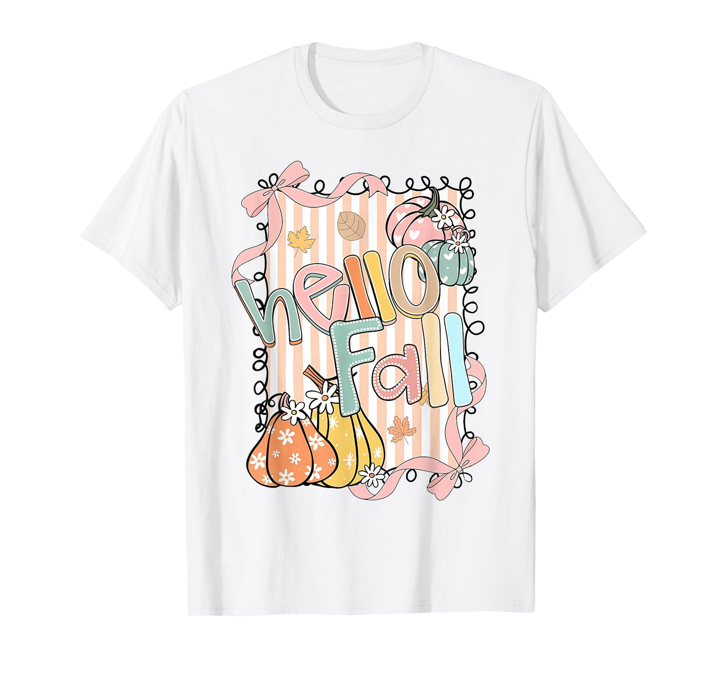 Hello Fall Thanksgiving Coquette Boho Floral Fall Vibes T-Shirt