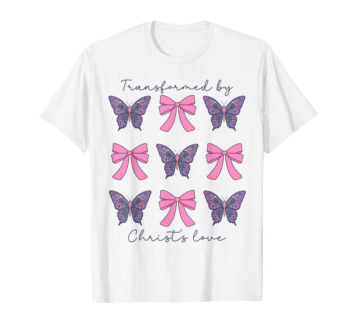 Transformed By Christs Love Coquette Bow Christian Women T-Shirt