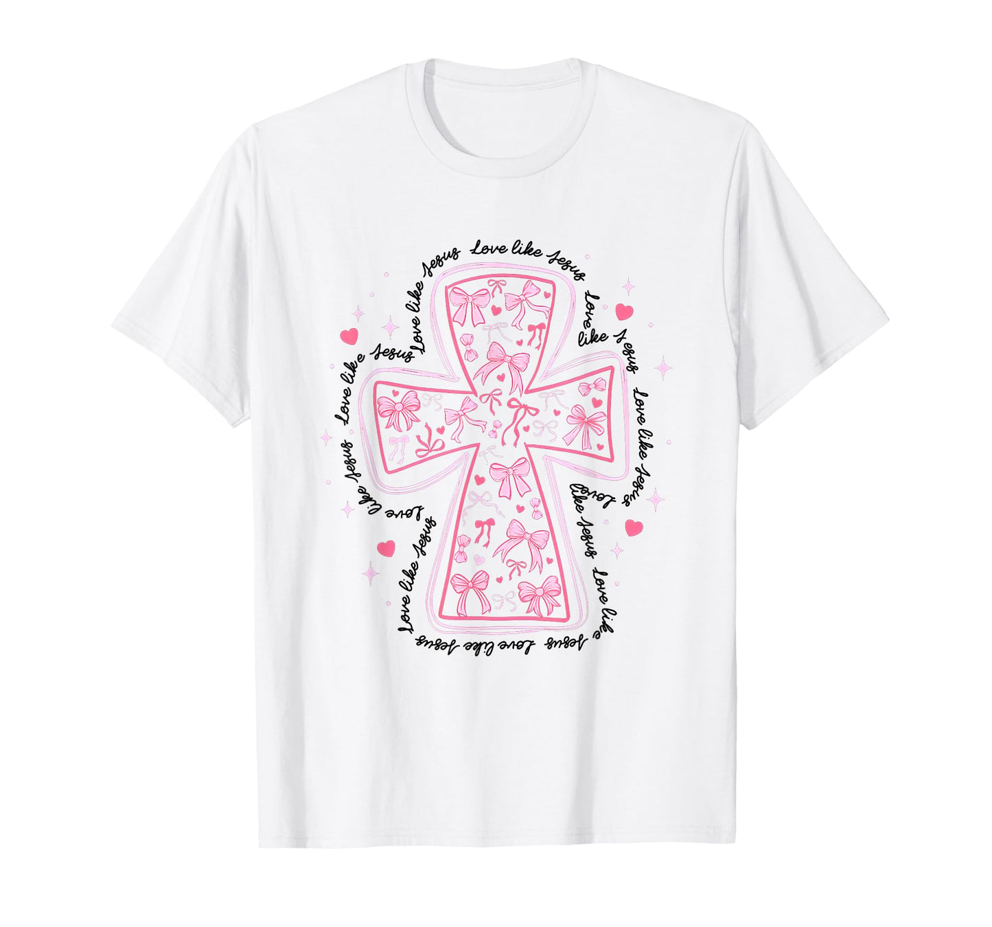 Love Like Jesus Coquette Heart Cross Christian Valentine T-Shirt