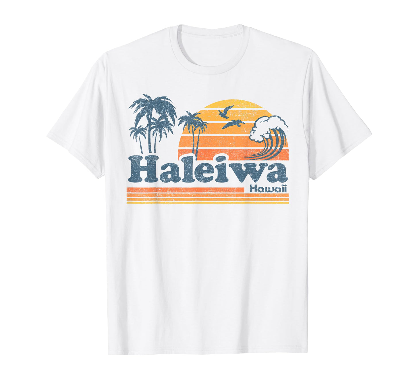 Haleiwa Oahu Hawaii Vintage Beach Surfing 70s Retro Hawaiian T-Shirt
