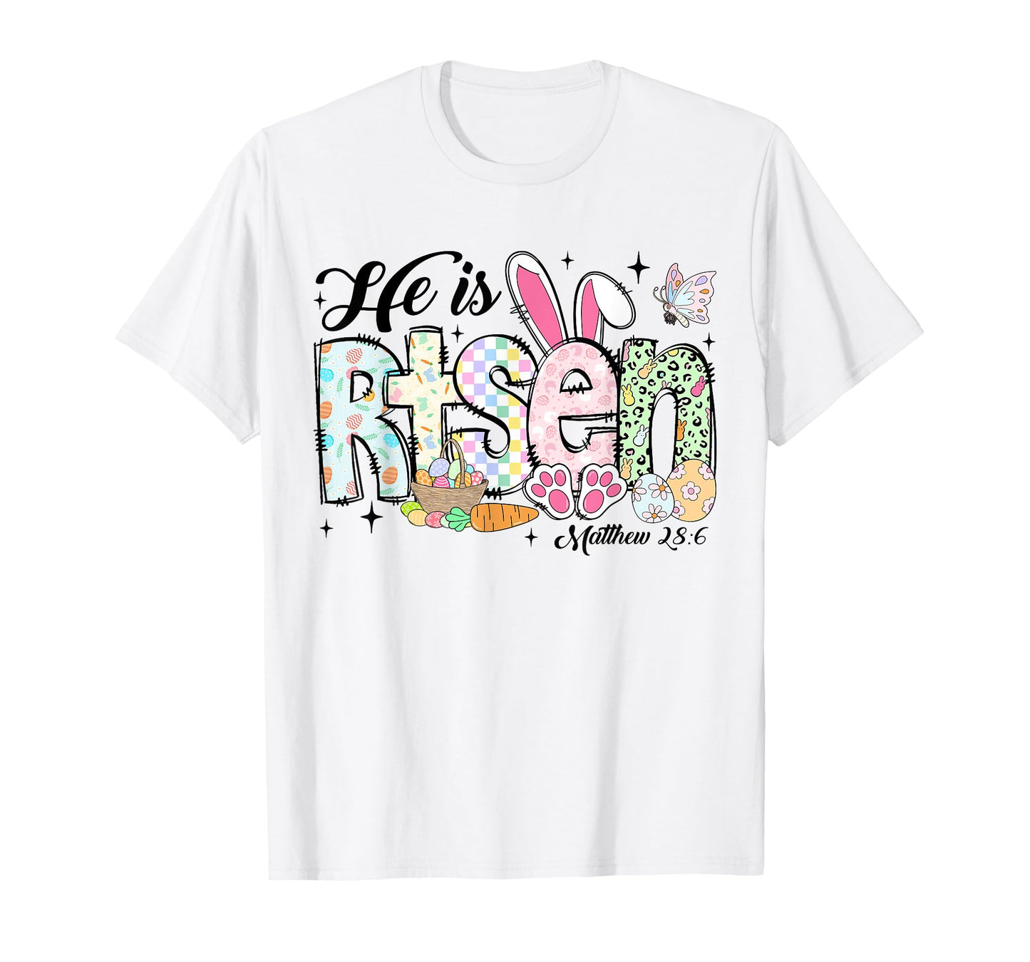 He is Risen Jesus Christian Happy Easter Kids Women Girls T-Shirt