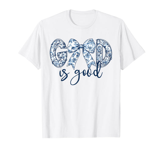 God is Good Floral Bow Christian Faith Religious T-Shirt
