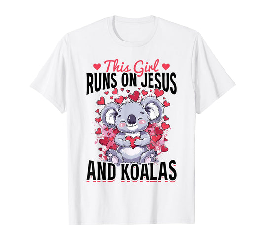 Funny Koala Animal This Girl Runs On Jesus And Koalas T-Shirt