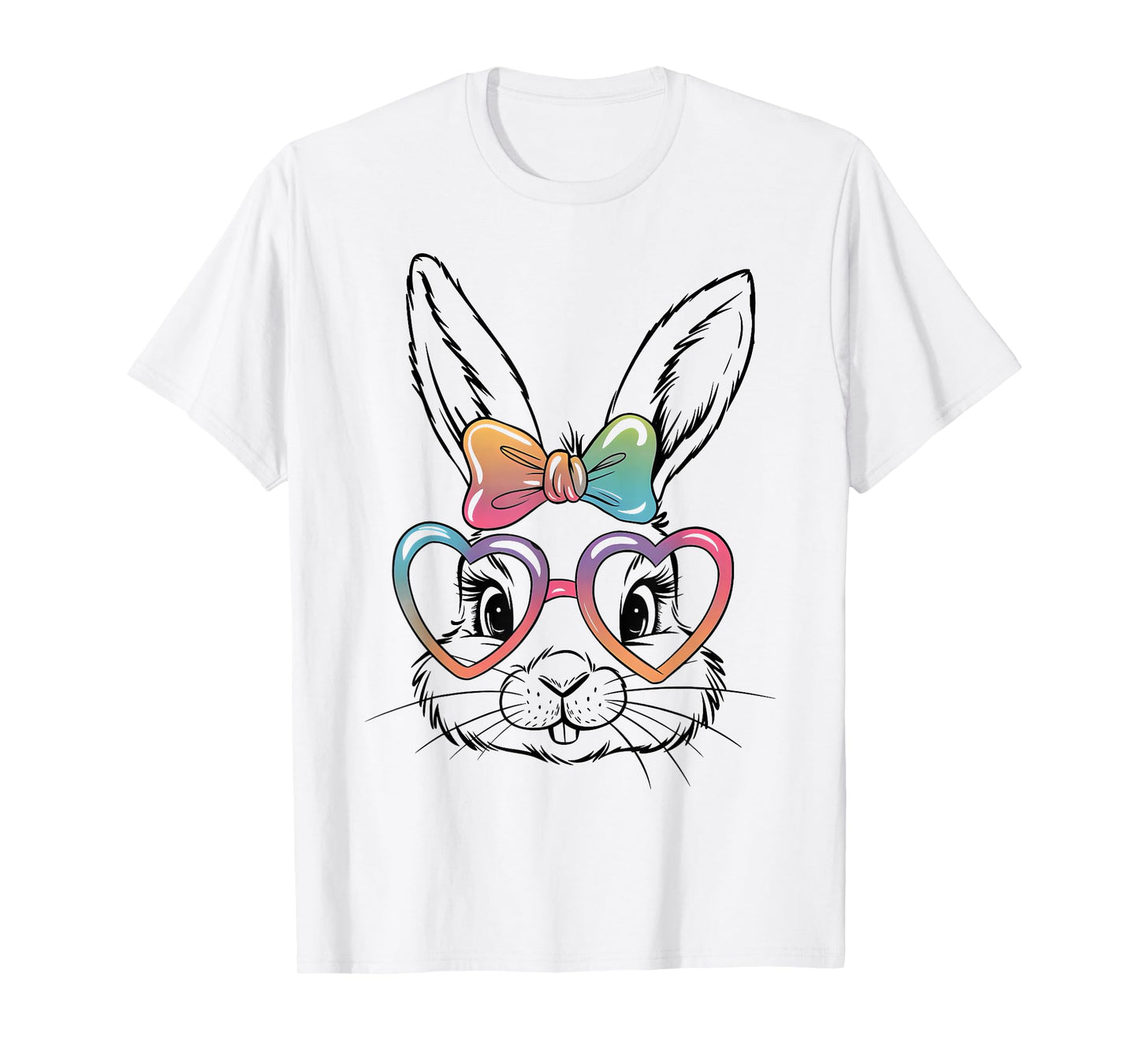 Cute Bunny Rabbit Face Tie Dye Glasses Girl Happy Easter Day T-Shirt