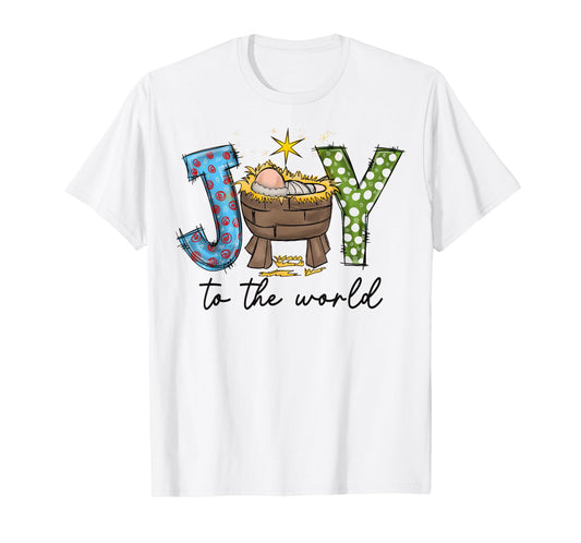 Joy To The World Baby Jesus Christmas Nativity Scene T-Shirt