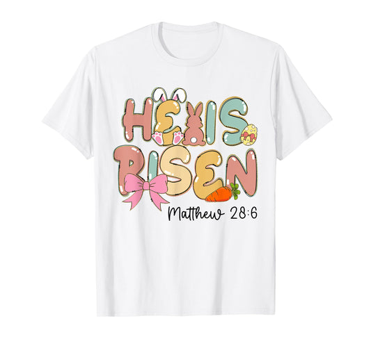 He Is Risen Christian Easter Bunny Jesus Resurrection Girls T-Shirt
