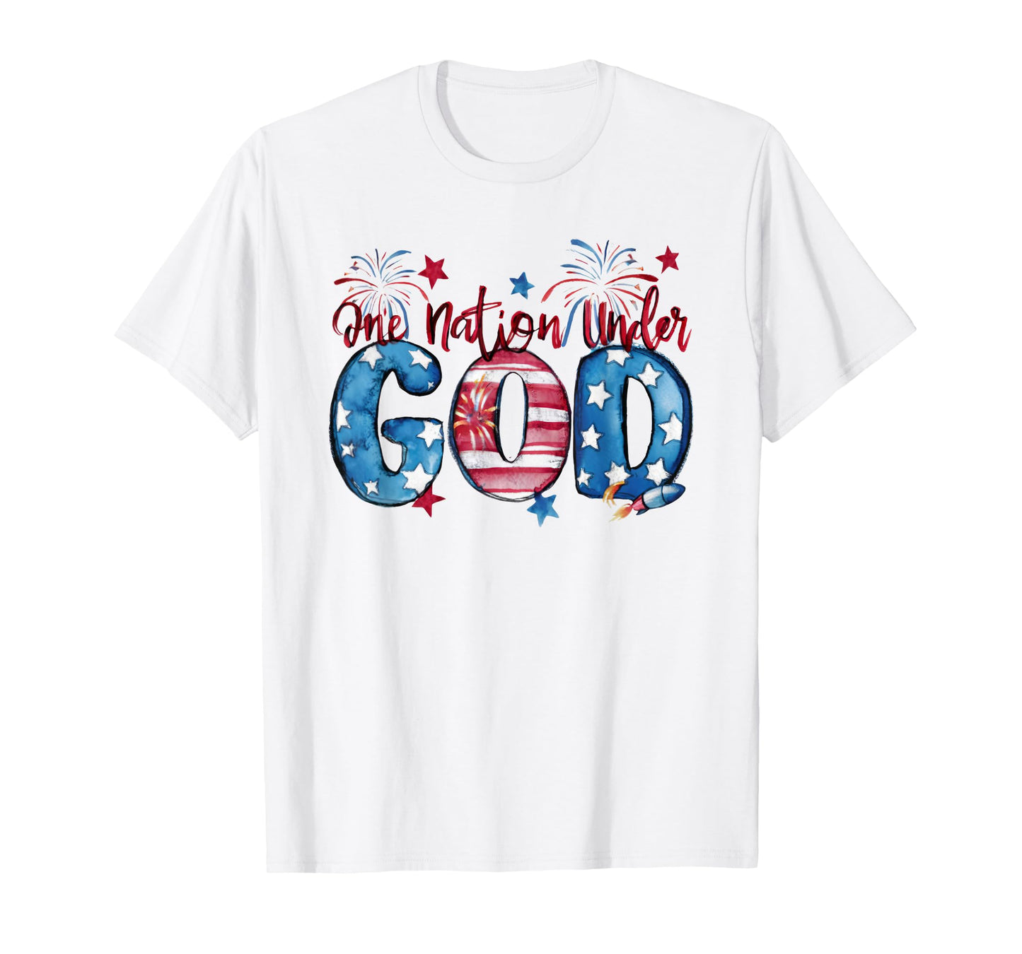 One Nation Under God, American, Happy Christian Woman T-Shirt