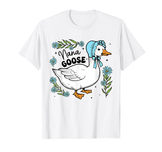 Floral Nana Goose Cute Silly Goose Mother's Day Womens T-Shirt