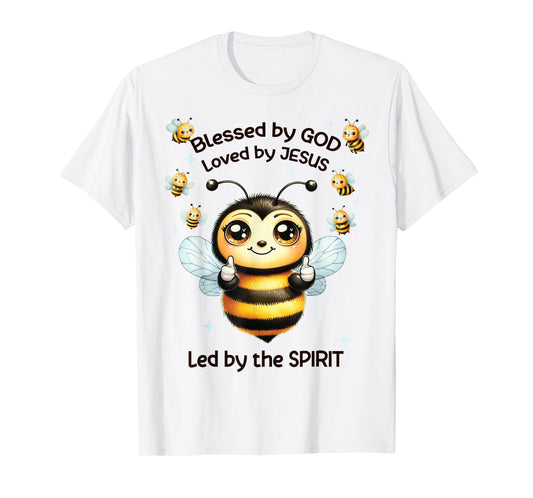 Christian Kids Blessed by God Loved by Jesus Bee Cute T-Shirt