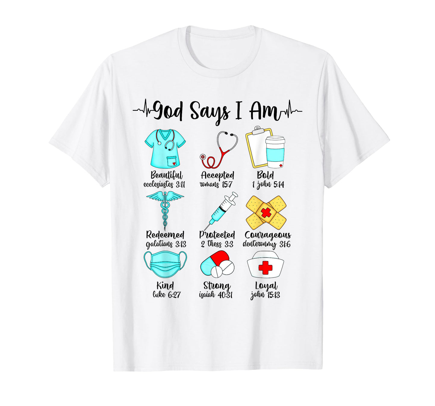 God Says I Am Nurse, Christian Nursing, RN LVN CNA Nurse Tee T-Shirt