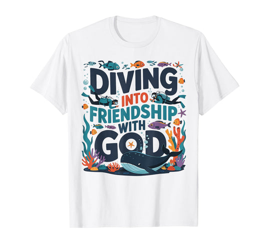 Diving Into Friendship With God Beach Scuba VBS 2025 T-Shirt
