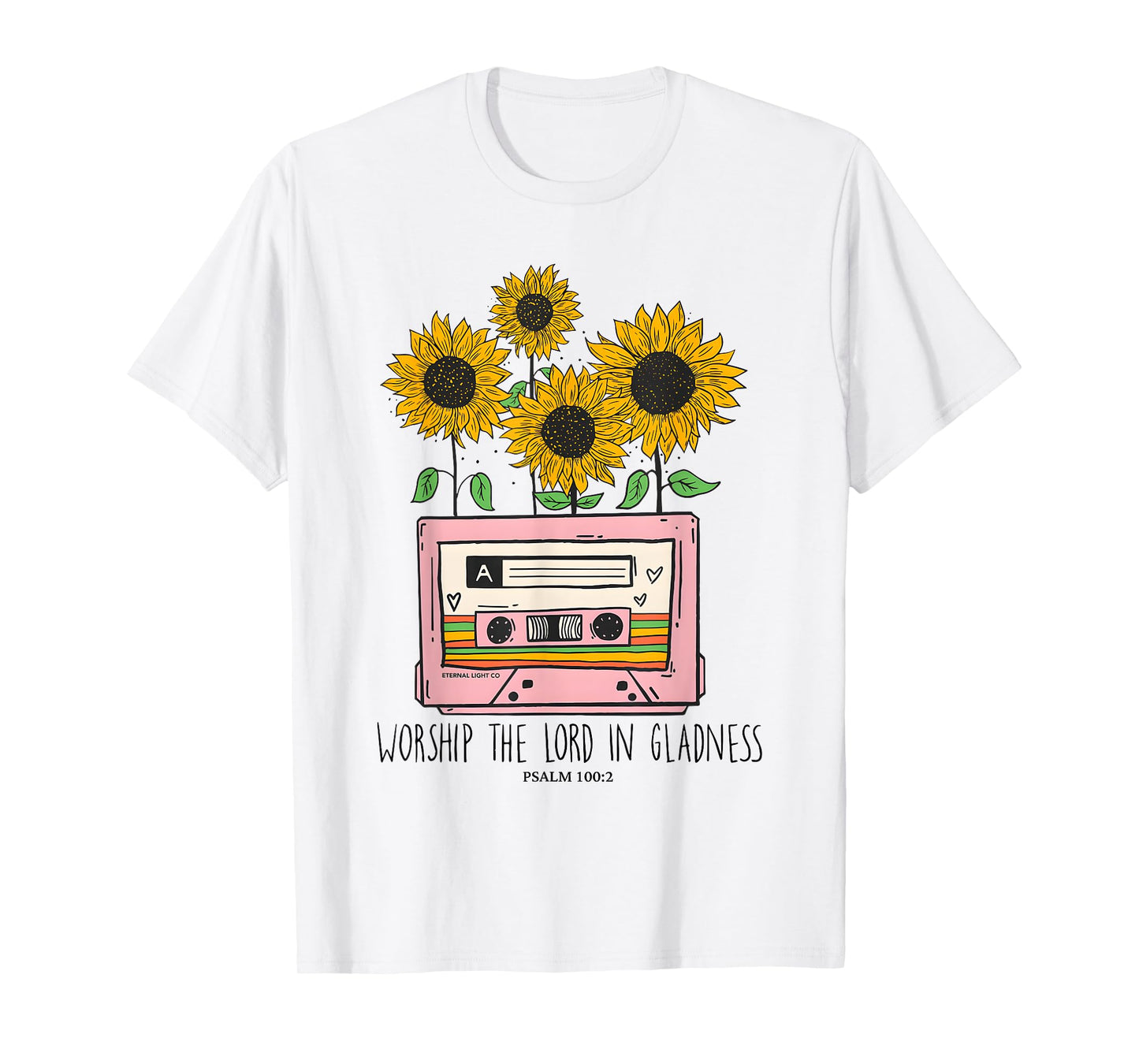 Worship The Lord in Gladness Psalm 100:2 Sunflower Christian T-Shirt