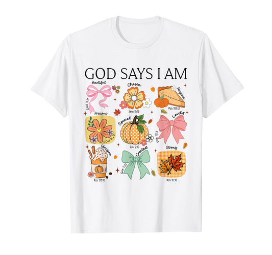 Retro Coquette God Say I Am Christian Fall Autumn Pumpkin T-Shirt