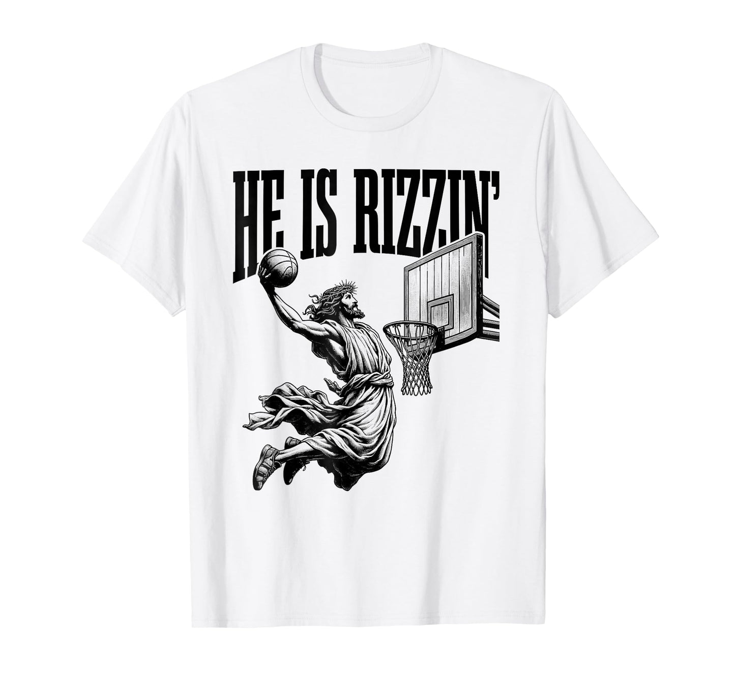 He Is Rizzin Shirt Basketball Jesus Retro Easter Christian T-Shirt