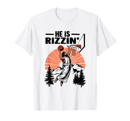 He is Rizzin Jesus Playing Football Game Day Sports Rizz T-Shirt
