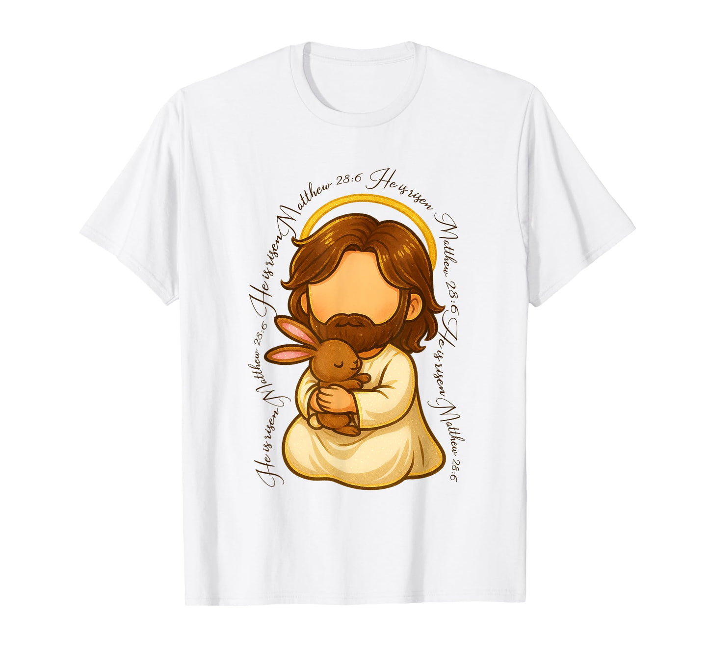 Easter Day Christian Jesus Rabbit Bible Verse He is Risen T-Shirt