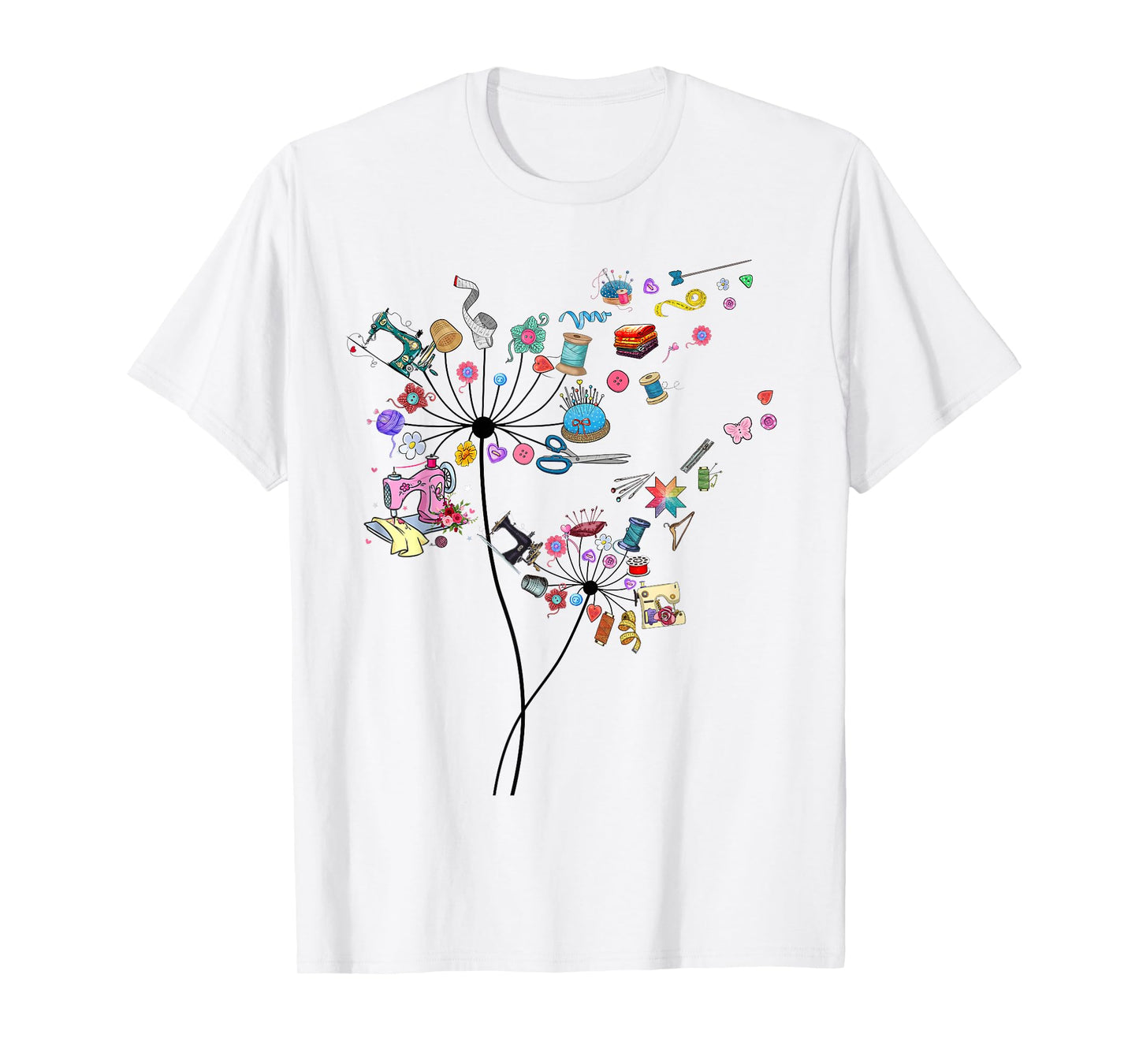 Cute Sewing Dandelion Flowers Quilting Quilter Sewer Tee T-Shirt
