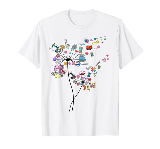 Cute Sewing Dandelion Flowers Quilting Quilter Sewer Tee T-Shirt