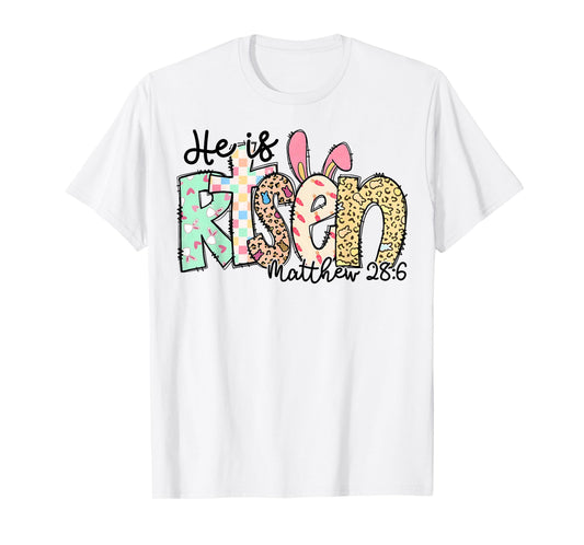 He Is Risen Jesus Christian Happy Easter Day Women Girl Kids T-Shirt